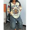image:imageMakeMeChic Womens Football Jersey Shirts Soccer Jersey Number Oversized Y2K Tee TopsMulticolor Apricot
