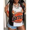 image:imageMakeMeChic Womens Football Jersey Shirts Soccer Jersey Number Oversized Y2K Tee TopsOrange White
