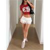 image:imageMakeMeChic Womens Football Jersey Shirts Soccer Jersey Number Oversized Y2K Tee TopsRed