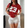 image:imageMakeMeChic Womens Football Jersey Shirts Soccer Jersey Number Oversized Y2K Tee TopsRed