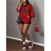 image:imageMakeMeChic Womens Football Jersey Shirts Soccer Jersey Number Oversized Y2K Tee TopsRed Striped