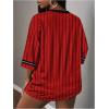 image:imageMakeMeChic Womens Football Jersey Shirts Soccer Jersey Number Oversized Y2K Tee TopsRed Striped