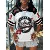 image:imageMakeMeChic Womens Football Jersey Shirts Soccer Jersey Number Oversized Y2K Tee TopsWhite Black Red