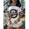 image:imageMakeMeChic Womens Football Jersey Shirts Soccer Jersey Number Oversized Y2K Tee TopsWhite Black Red