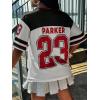 image:imageMakeMeChic Womens Football Jersey Shirts Soccer Jersey Number Oversized Y2K Tee TopsWhite Black Red