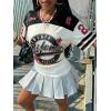 image:imageMakeMeChic Womens Football Jersey Shirts Soccer Jersey Number Oversized Y2K Tee TopsWhite Black Red