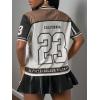 image:imageMakeMeChic Womens Football Jersey Shirts Soccer Jersey Number Oversized Y2K Tee TopsWhite Brown