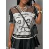 image:imageMakeMeChic Womens Football Jersey Shirts Soccer Jersey Number Oversized Y2K Tee TopsWhite Brown
