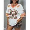 image:imageMakeMeChic Womens Football Jersey Shirts Soccer Jersey Number Oversized Y2K Tee TopsWhite Orange