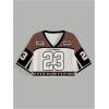 image:imageMakeMeChic Womens Football Jersey Shirts Y2K Number Crop Tops Soccer Jersey Tee StreetwearBrown White