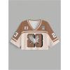 image:imageMakeMeChic Womens Football Jersey Shirts Y2K Number Crop Tops Soccer Jersey Tee StreetwearCrop Brown