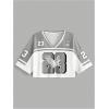 image:imageMakeMeChic Womens Football Jersey Shirts Y2K Number Crop Tops Soccer Jersey Tee StreetwearCrop Grey White