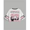 image:imageMakeMeChic Womens Football Jersey Shirts Y2K Number Crop Tops Soccer Jersey Tee StreetwearCrop Pink White