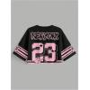 image:imageMakeMeChic Womens Football Jersey Shirts Y2K Number Crop Tops Soccer Jersey Tee StreetwearPink Crop Black