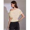 image:imageMakeMeChic Womens Off The Shoulder Tops Y2k T Shirt Short Sleeve Going Out Crop Tops BlouseApricot