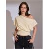 image:imageMakeMeChic Womens Off The Shoulder Tops Y2k T Shirt Short Sleeve Going Out Crop Tops BlouseApricot