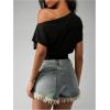 image:imageMakeMeChic Womens Off The Shoulder Tops Y2k T Shirt Short Sleeve Going Out Crop Tops BlouseBlack