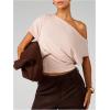 image:imageMakeMeChic Womens Off The Shoulder Tops Y2k T Shirt Short Sleeve Going Out Crop Tops BlouseKhaki