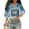 image:imageMakeMeChic Womens Football Jersey Shirts Y2K Number Crop Tops Soccer Jersey Tee StreetwearCrop Blue