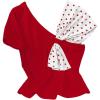 image:imageMakeMeChic Womens Polka Dots Tee Shirt Patchwork Short Sleeve Slim Fit Y2K Cute Summer TopsRed