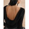 image:imageMakeMeChic Womens Backless Tops Long Sleeve Crew Neck T Shirts Fitted Y2k Going Out TopBlack