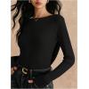 image:imageMakeMeChic Womens Backless Tops Long Sleeve Crew Neck T Shirts Fitted Y2k Going Out TopBlack