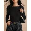 image:imageMakeMeChic Womens Backless Tops Long Sleeve Crew Neck T Shirts Fitted Y2k Going Out TopBlack