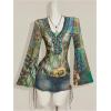 image:imageMakeMeChic Womens Boho Clothes Spring Bell Sleeve Tee Shirt V Neck Floral Tops Vacation OutfitsMulticolor