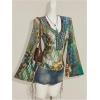 image:imageMakeMeChic Womens Boho Clothes Spring Bell Sleeve Tee Shirt V Neck Floral Tops Vacation OutfitsMulticolor