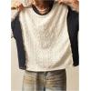 image:imageMakeMeChic Womens Color Block Crew Neck Knit T Shirt Textured Short Sleeve Fall Sweater ShirtBlack and White