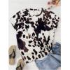 image:imageMakeMeChic Womens Cow Print Tops Summer Crew Neck Tee Shirt Short Sleeve Y2K Cowgirl OutfitsMulticolor