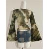 image:imageMakeMeChic Womens Cowl Neck Tops Tie Dye Shirt Bell Sleeve Hanky Hem Draped Going Out Crop TopsArmy Green