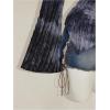 image:imageMakeMeChic Womens Cowl Neck Tops Tie Dye Shirt Bell Sleeve Hanky Hem Draped Going Out Crop TopsBlue