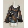 image:imageMakeMeChic Womens Cowl Neck Tops Tie Dye Shirt Bell Sleeve Hanky Hem Draped Going Out Crop TopsMulticolor