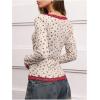 image:imageMakeMeChic Womens Floral Button Down Shirts Lace V Neck Long Sleeve Boho Cute TopsApricot