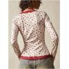 image:imageMakeMeChic Womens Floral Button Down Shirts Lace V Neck Long Sleeve Boho Cute TopsApricot B