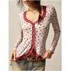 image:imageMakeMeChic Womens Floral Button Down Shirts Lace V Neck Long Sleeve Boho Cute TopsApricot B