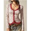 image:imageMakeMeChic Womens Floral Button Down Shirts Lace V Neck Long Sleeve Boho Cute TopsApricot B