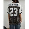 image:imageMakeMeChic Womens Football Jersey Shirt Graphic Tee Oversized Off The Shoulder Half Sleeve Sports TopsMulticolor B
