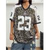 image:imageMakeMeChic Womens Football Jersey Shirt Graphic Tee Oversized Off The Shoulder Half Sleeve Sports TopsMulticolor B