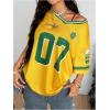 image:imageMakeMeChic Womens Football Jersey Shirt Graphic Tee Oversized Off The Shoulder Half Sleeve Sports TopsYellow