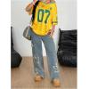 image:imageMakeMeChic Womens Football Jersey Shirt Graphic Tee Oversized Off The Shoulder Half Sleeve Sports TopsYellow
