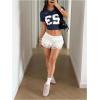 image:imageMakeMeChic Womens Football Jersey Shirts Soccer Jersey Number Oversized Y2K Tee TopsDark Blue