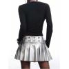 image:imageMakeMeChic Womens Grommet Eyelet Crew Neck Tee Shirt Long Sleeve Fitted Y2K Punk Crop TopsBlack
