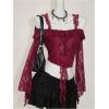 image:imageMakeMeChic Womens Halloween Lace Tops Tee Shirt Y2K Bell Sleeve Ruffle Backless Boho Crop TopsBurgundy