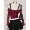 image:imageMakeMeChic Womens Halloween Lace Tops Tee Shirt Y2K Bell Sleeve Ruffle Backless Boho Crop TopsBurgundy