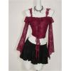 image:imageMakeMeChic Womens Halloween Lace Tops Tee Shirt Y2K Bell Sleeve Ruffle Backless Boho Crop TopsBurgundy