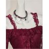 image:imageMakeMeChic Womens Halloween Lace Tops Tee Shirt Y2K Bell Sleeve Ruffle Backless Boho Crop TopsBurgundy