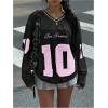 image:imageMakeMeChic Womens Jersey Shirts Number Print Long Sleeve V Neck Oversized Y2k Tee Tops StreetwearMulticolor