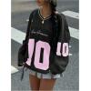 image:imageMakeMeChic Womens Jersey Shirts Number Print Long Sleeve V Neck Oversized Y2k Tee Tops StreetwearMulticolor